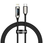 Cablu date tip Lightning Baseus Display, Type-C la Lightning, 20W, 1m, Negru fotografia produsului