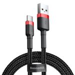 Cablu de date incarcare Baseus, Cafule Type-C, 2M 2 A, Negru Rosu fotografia produsului