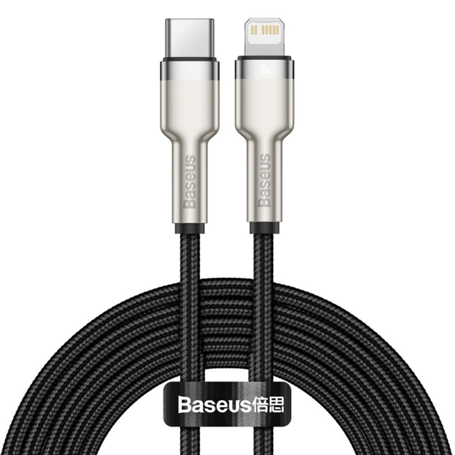 Cablu de date Baseus Cafule Series, Type-C la Lightning, Metal Black fotografia produsului