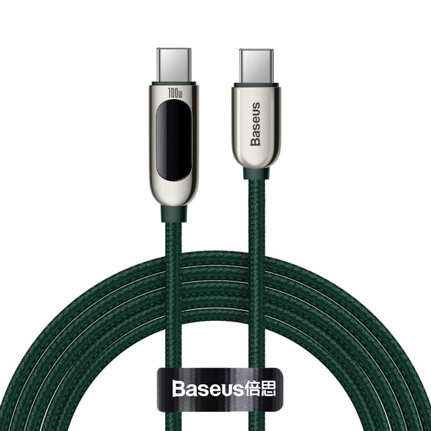 Cablu date Display Type-C to Type-C, 100 W, 2 m, Verde fotografia produsului