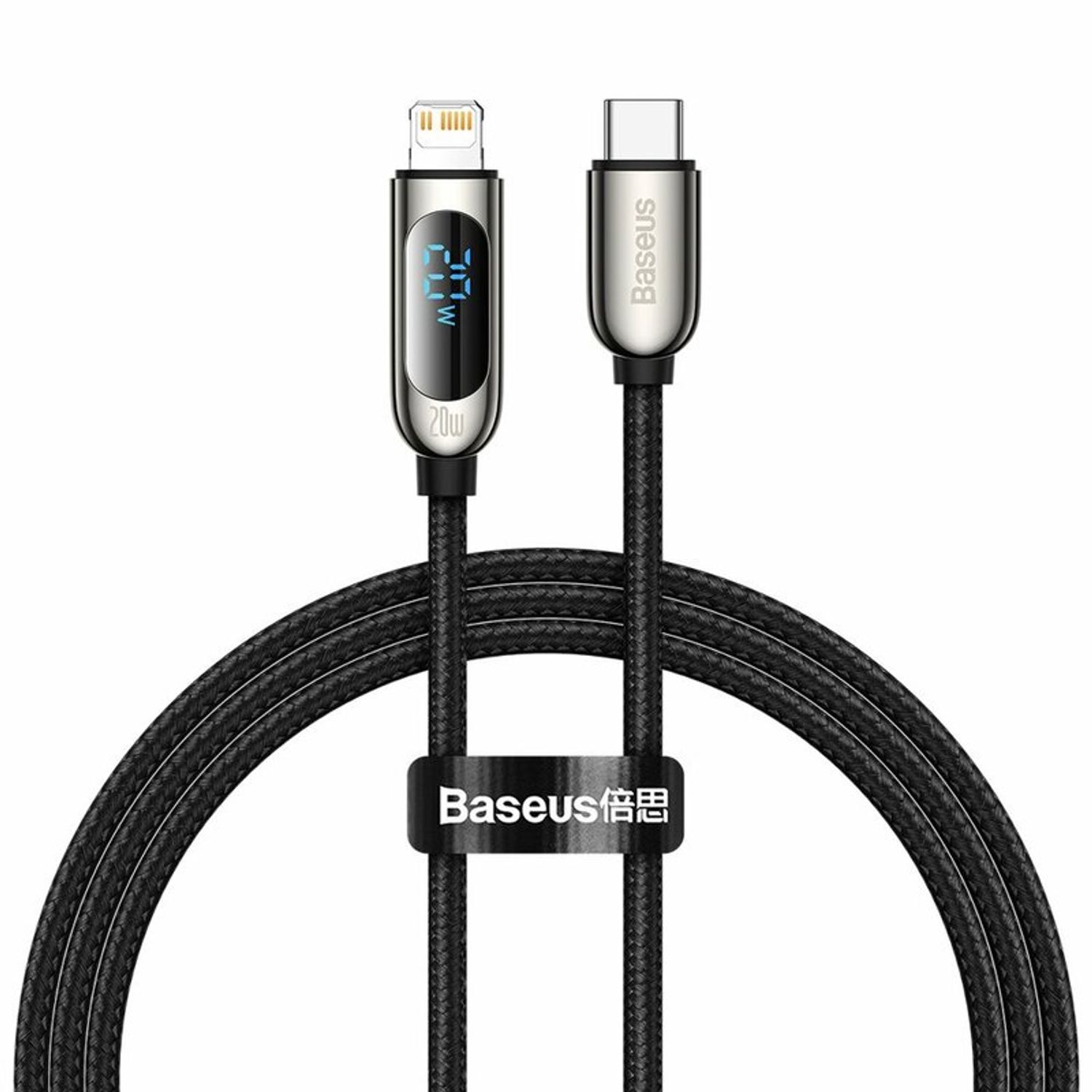 Cablu date tip Lightning Baseus Display, Type-C la Lightning, Fast Charging, 20W, 2m, Negru fotografia produsului