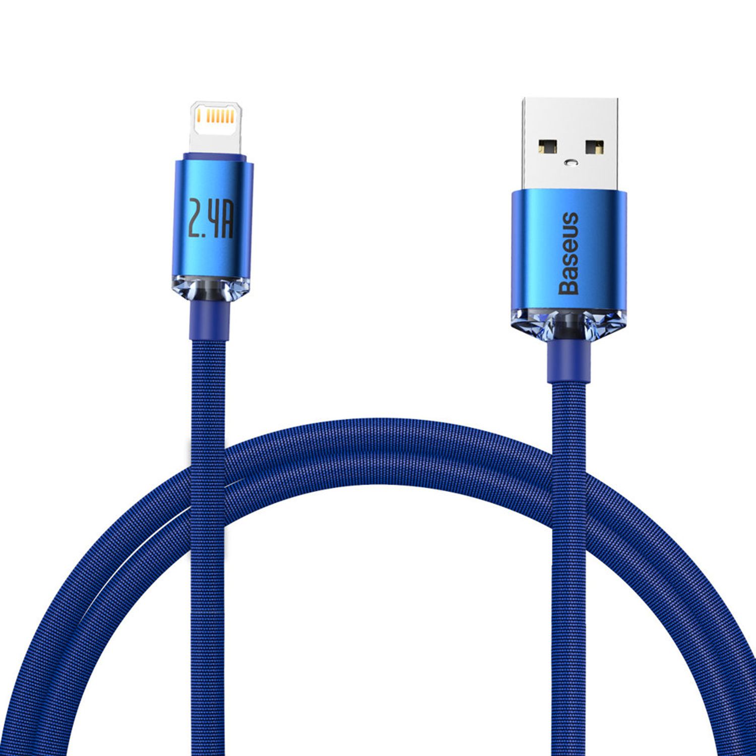 Cablu date tip Lightning Baseus Crystal Shine, USB la Lightning, 2.4A, 1.2m, Albastru fotografia produsului