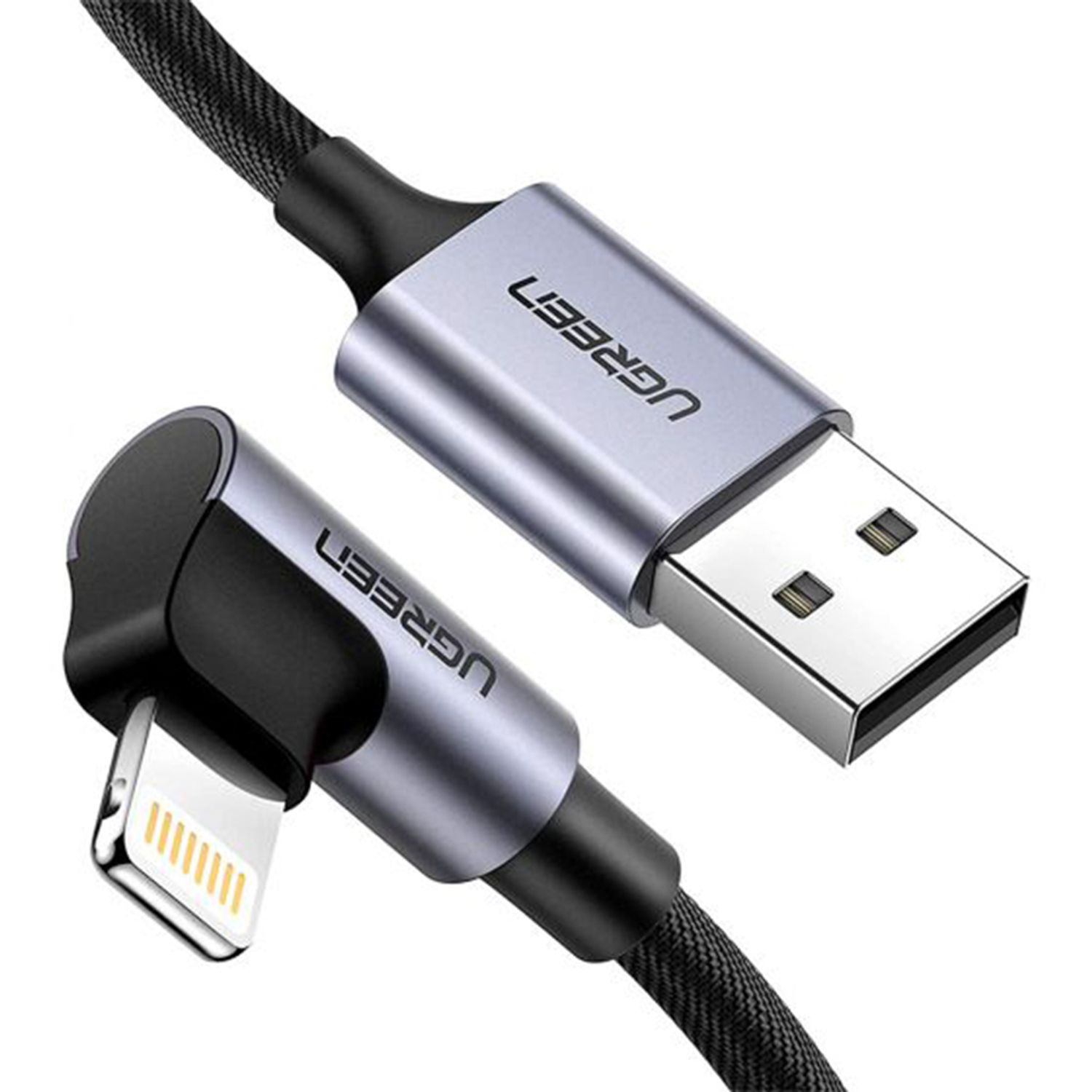 Cablu date Ugreen, USB la Angled Lightning, 2.4A, 1.5m, Negru fotografia produsului