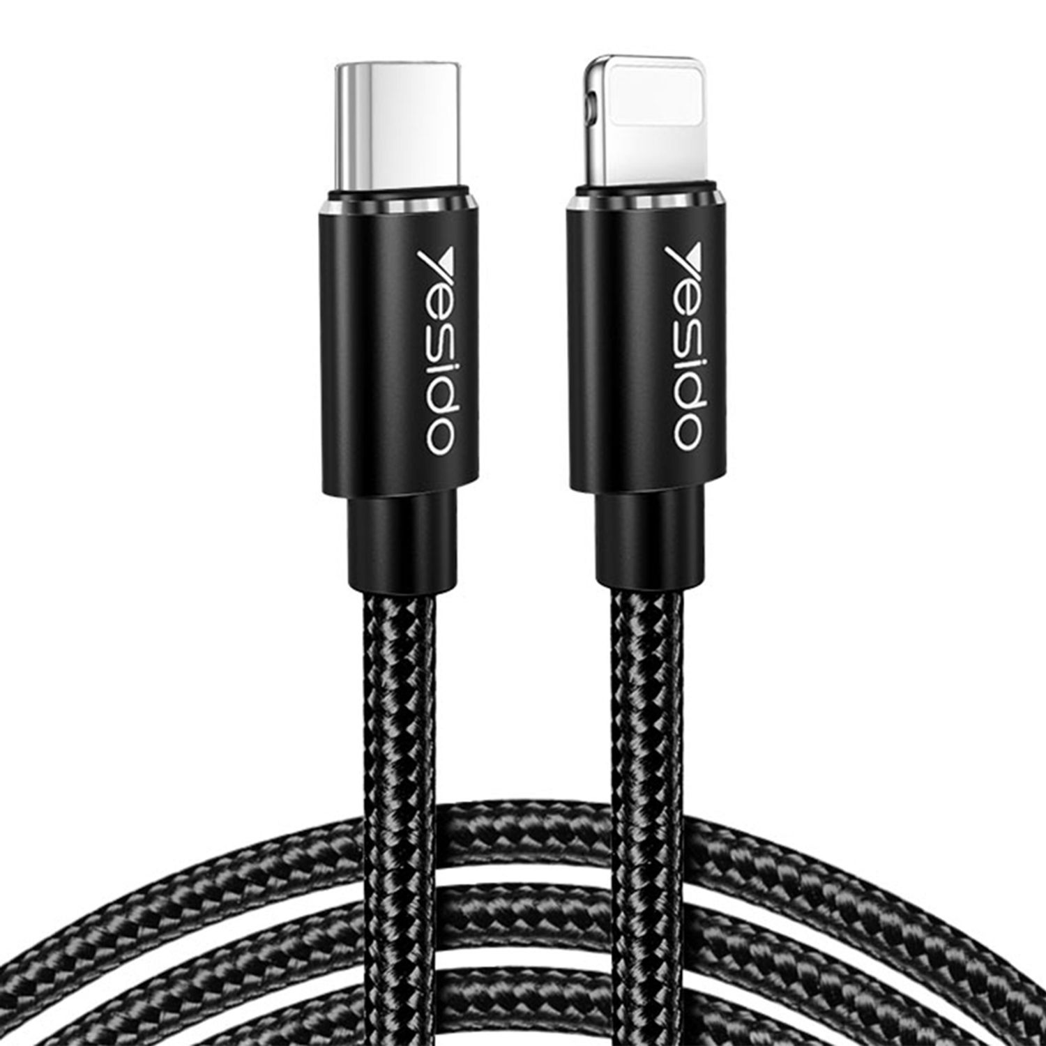 Cablu Lightning - USB Tip C, 18W, 2.4A, 1.2m, Yesido (CA-56) Negru fotografia produsului