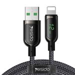 Cablu date tip Lightning Yesido, USB la Lightning, 2.4A, Digital Display, 1.2m, Negru fotografia produsului