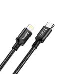 Cablu date tip Lightning Hoco Double, USB Type-C la Lightning, PD 20W, 3A, 1.0m, Negru fotografia produsului
