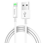 Cablu date tip Lightning Hoco Satellite, USB-A la Lightning, 12W, 2.4A, 1.0m, Alb fotografia produsului