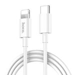 Cablu date tip Lightning Hoco Swift PD, USB Type-C la Lightning, 18W, 3A, 1.0m, Alb fotografia produsului
