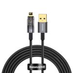 Cablu date tip Lightning Baseus Explorer Aula Power-Off, USB la Lightning, 2.4A, 2m, Negru fotografia produsului