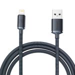 Cablu pentru incarcare si transfer de date Baseus Crystal Shine, USB Lightning, 2.4A, 2m, Negru fotografia produsului