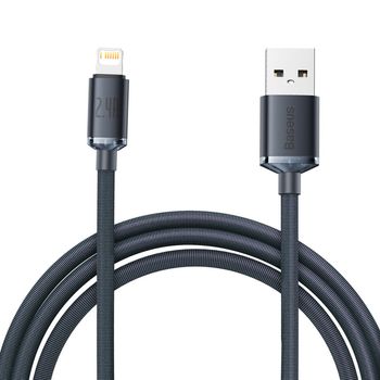 Cablu Pentru Incarcare Si Transfer De Date Baseus Crystal Shine, USB Lightning, 2.4A, 2m, Negru