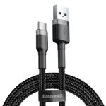 Cablu date Cafule USB to Type-C, 2 A, 2 m, Gri Negru fotografia produsului