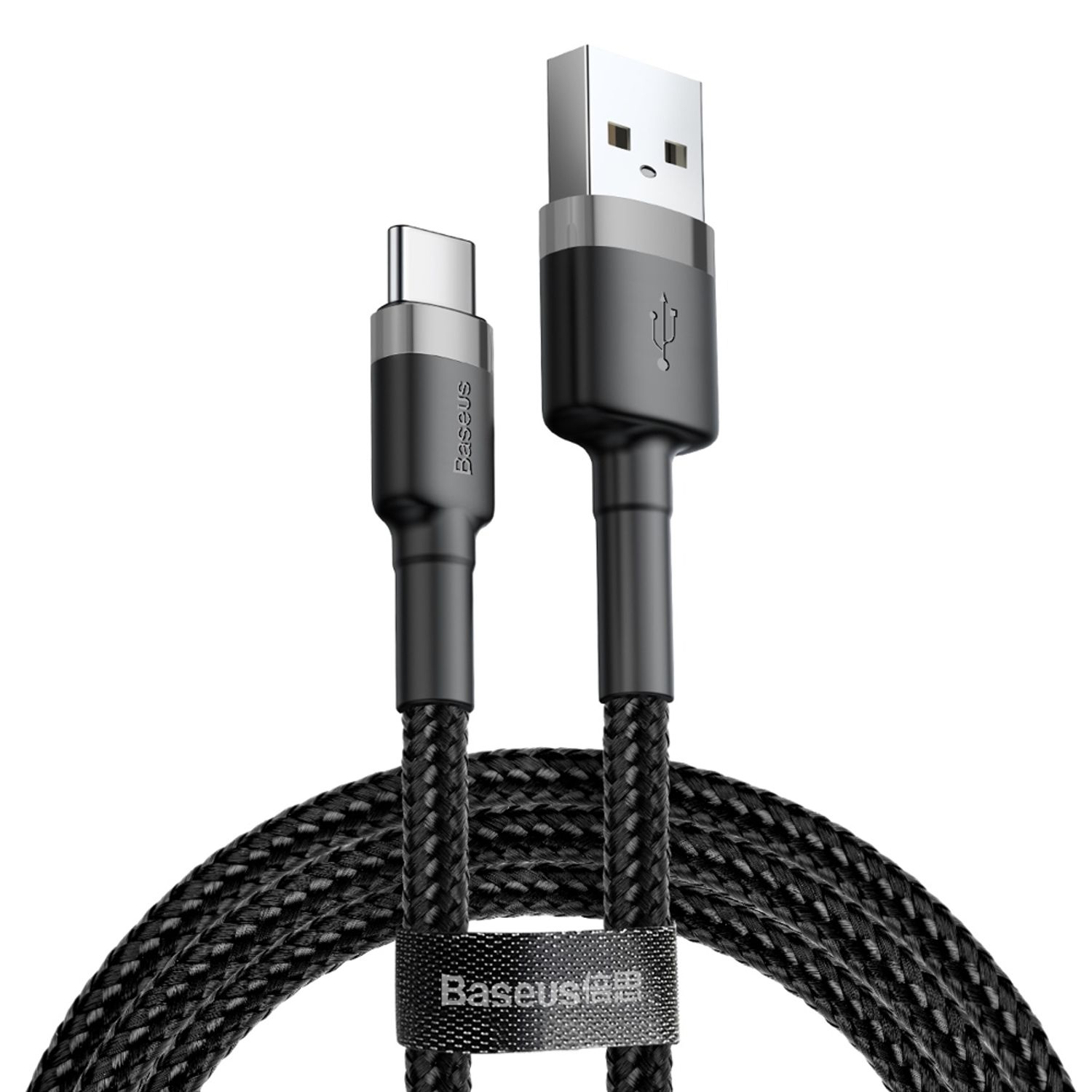 Cablu date Cafule USB to Type-C, 2 A, 2 m, Gri Negru fotografia produsului