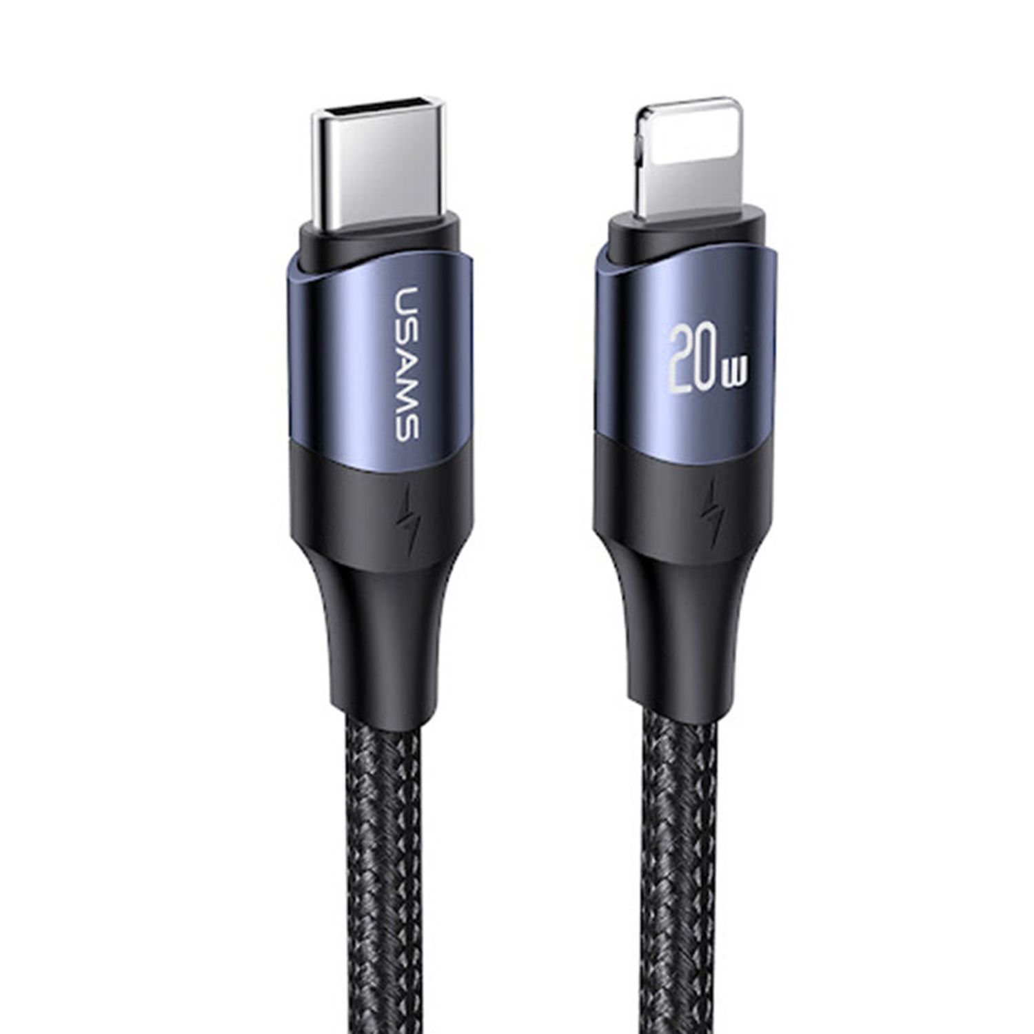 Cablu date tip Lightning Usams, Type-C la Lightning 20W, PD, Fast Charge, 2m, Negru fotografia produsului