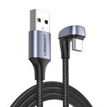 Cablu date USB to Angled Type-C, QC 3.0, 3 A, 1 m, Negru fotografia produsului