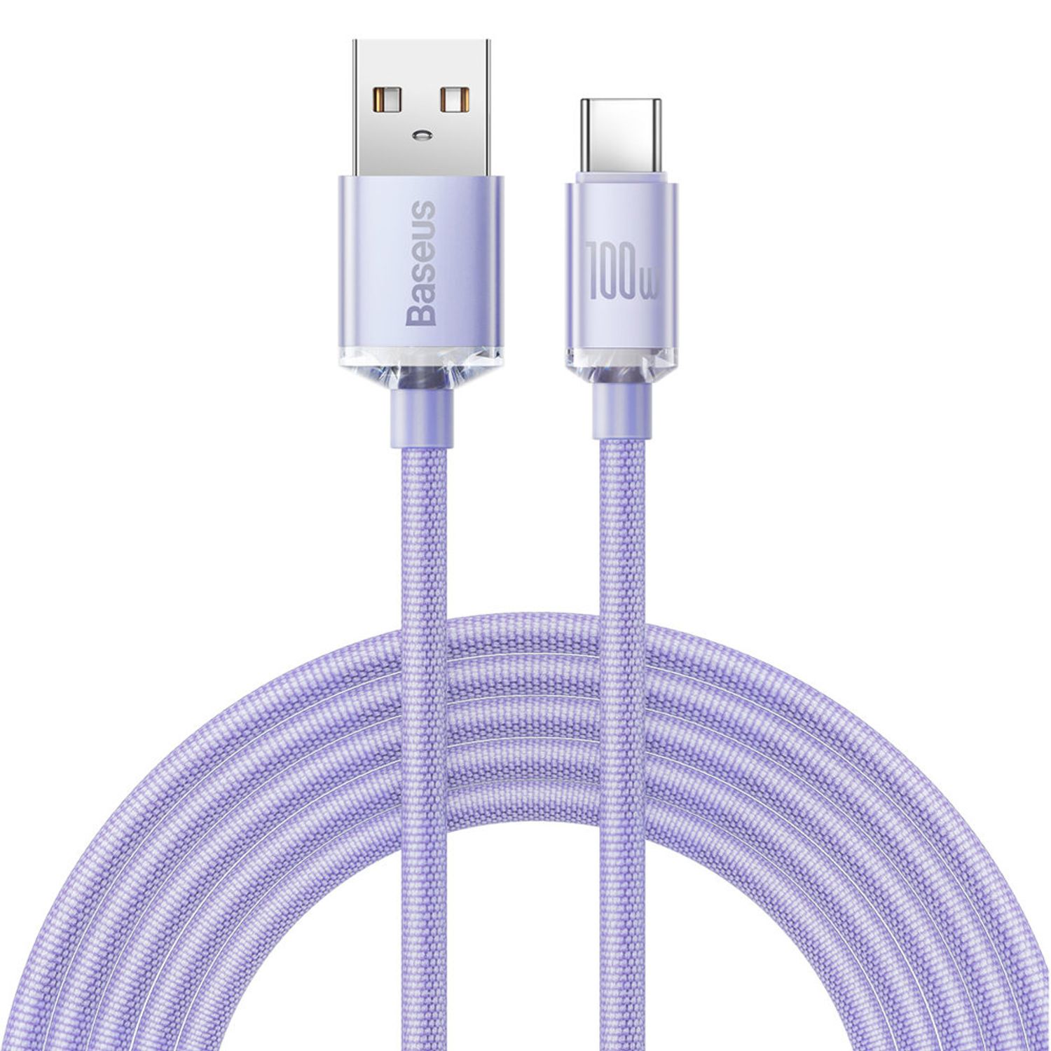 Cablu date Crystal Shine USB to Type-C, 100 W, 2 m, Mov fotografia produsului