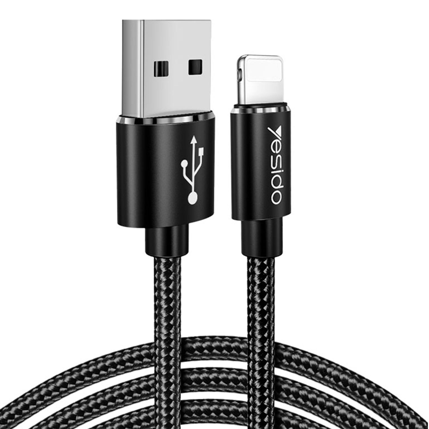 Cablu tip Lightning - USB, 2.4A, 1.2m, Yesido (CA-57), Negru fotografia produsului