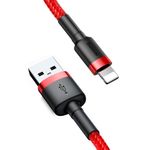 Cablu date tip lighting Baseus Cafule, USB la Lightning, 1.5 A, 2 m, Rosu fotografia produsului
