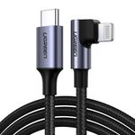 Cablu pentru incarcare si transfer de date UGREEN Elbow US305, USB Type-C Lightning, Gri fotografia produsului