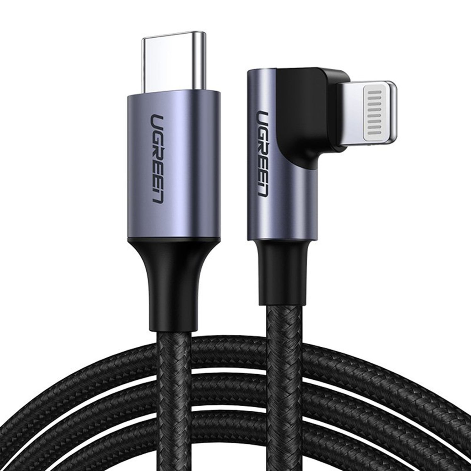 Cablu pentru incarcare si transfer de date UGREEN Elbow US305, USB Type-C Lightning, Gri fotografia produsului