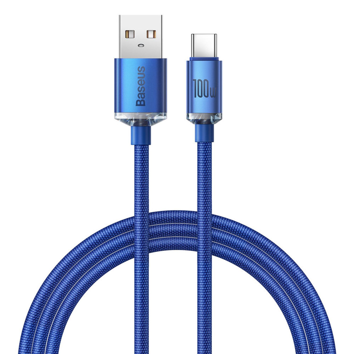 Cablu date Crystal Shine USB to Type-C, 100 W, 2 m, Albastru fotografia produsului