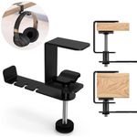 Suport pentru casti cu clema reglabila, prindere de birou, compact, Negru fotografia produsului