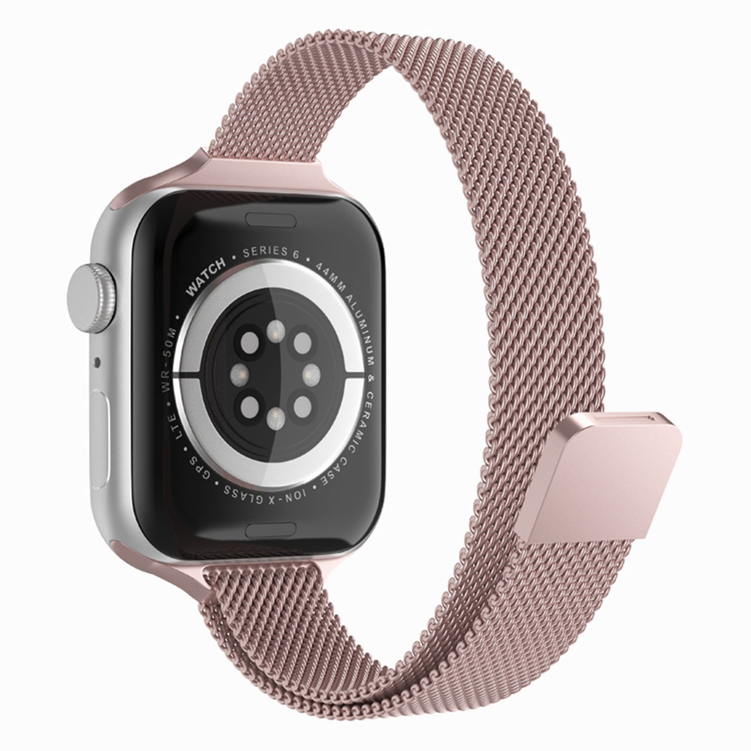 Curea pentru ceas din otel inoxidabil compatibila cu Apple Watch, Roz fotografia produsului
