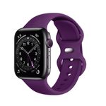 Curea pentru ceas din silicon compatibila cu Apple Watch, Mov inchis fotografia produsului