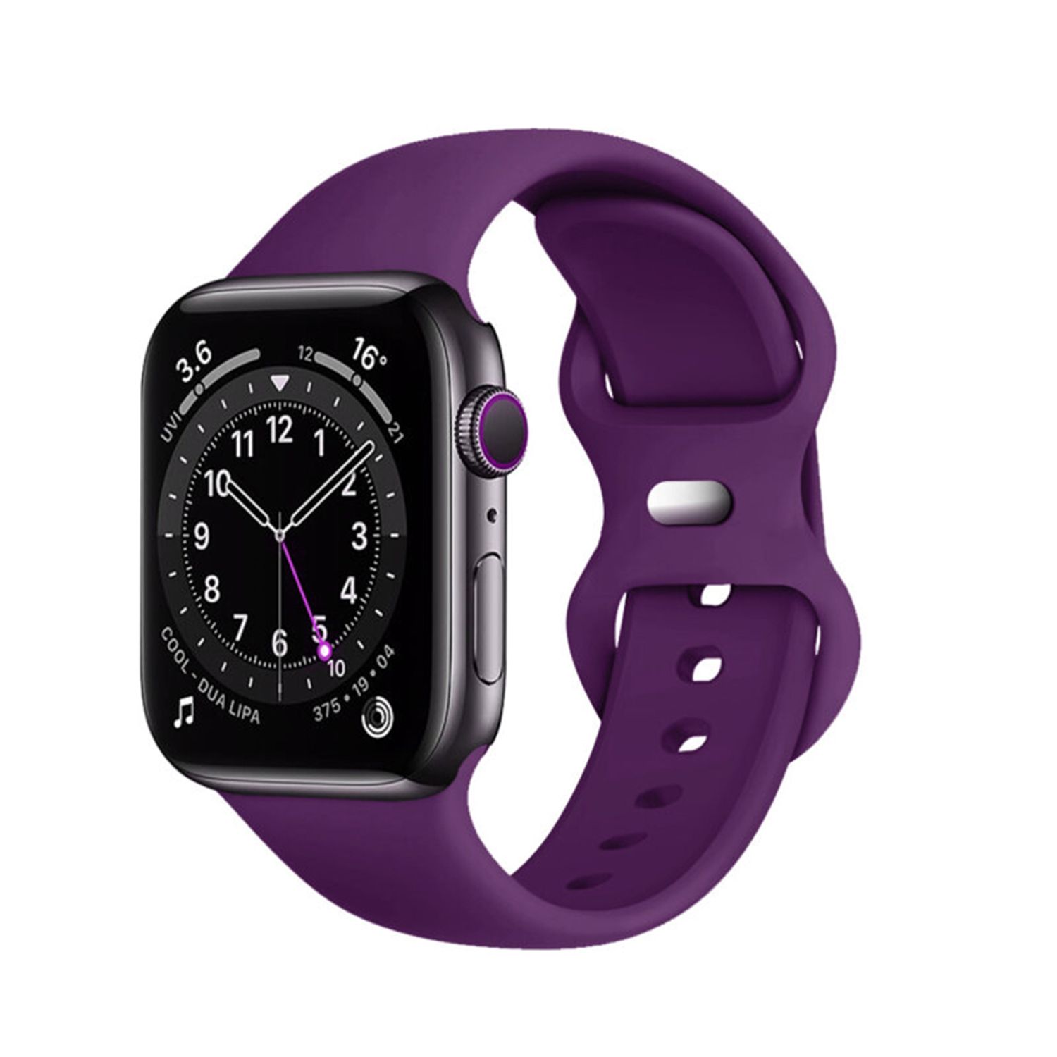 Curea pentru ceas din silicon compatibila cu Apple Watch, Mov inchis fotografia produsului
