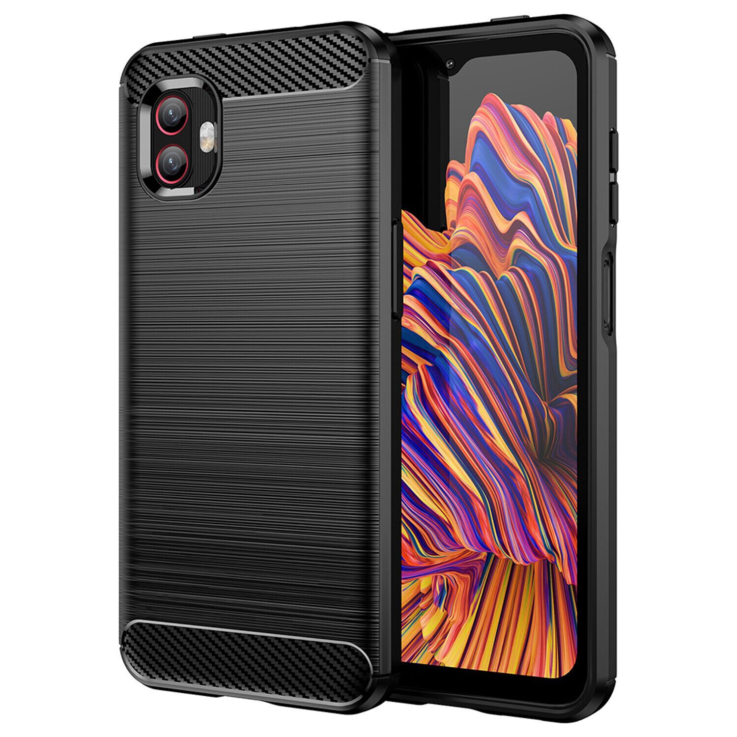 Husa de protectie Carbon Silicone compatibila cu Samsung Galaxy Xcover6 Pro, Negru fotografia produsului