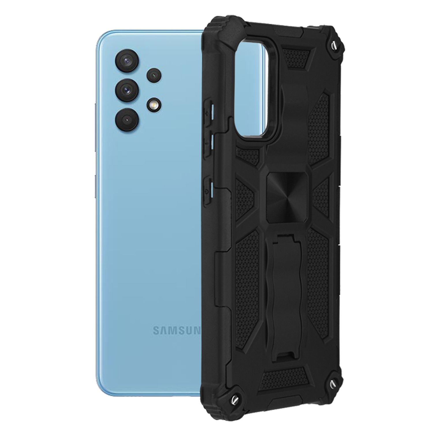 Husa din policarbonat compatibila cu Samsung Galaxy A32 4G, negru fotografia produsului
