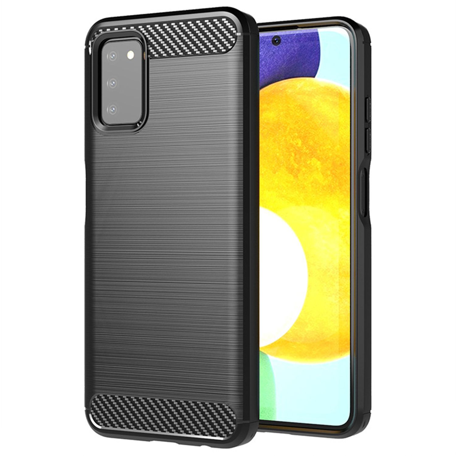 Husa din silicon cu inele compatibila cu Samsung Galaxy A03S, negru fotografia produsului