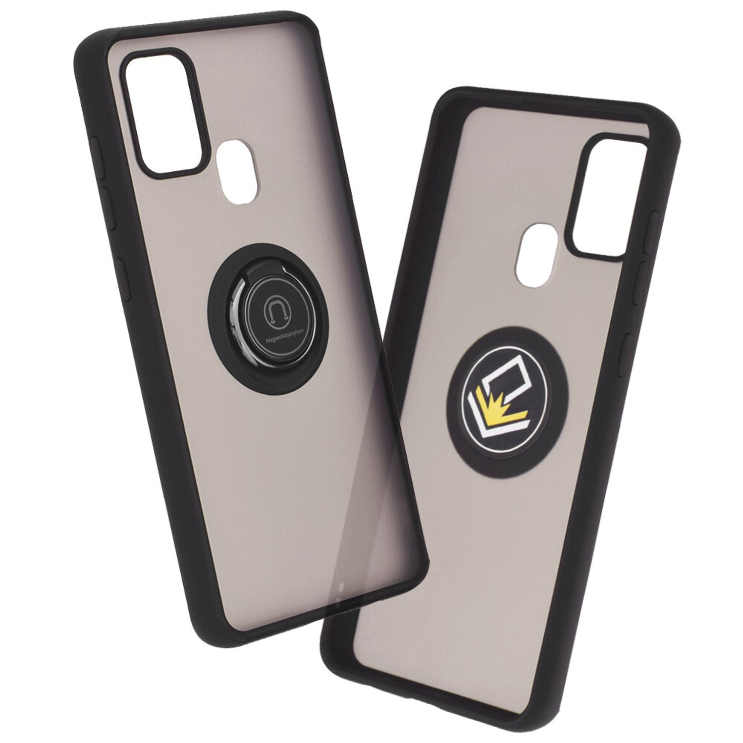 Husa cu inel reglabil si magnetic compatibila cu Samsung Galaxy A21S, negru fotografia produsului