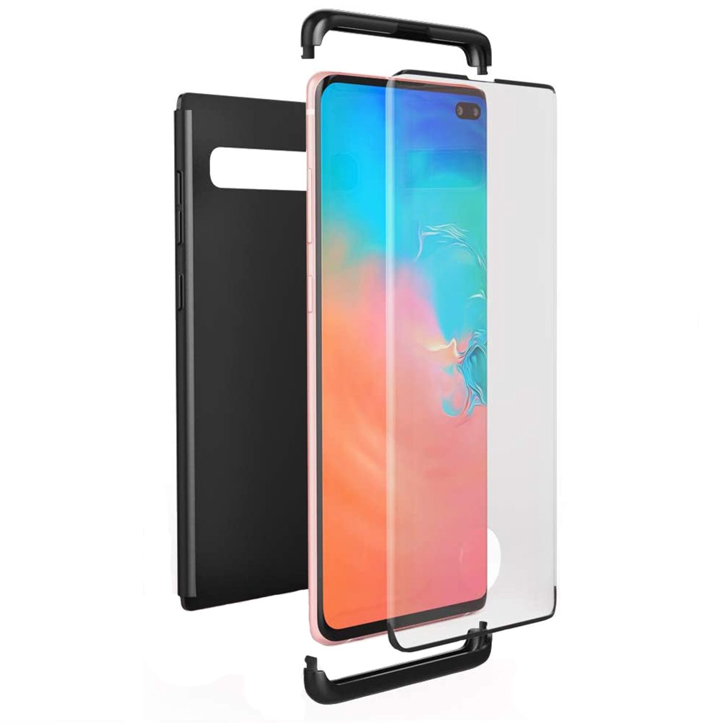 Husa completa cu protectie ecran compatibila cu Samsung Galaxy S7, Negru fotografia produsului