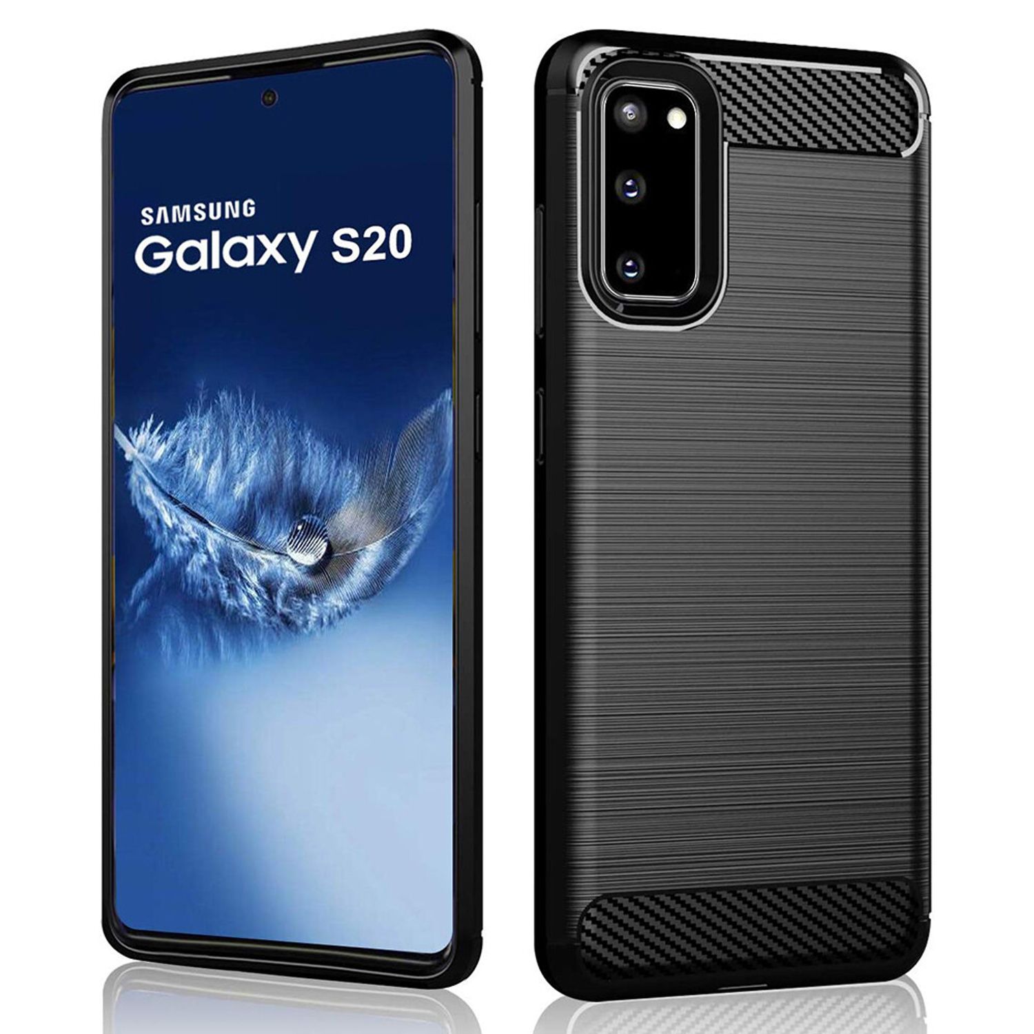 Husa premium din poliuretan compatibil cu Samsung Galaxy S20, Negru fotografia produsului