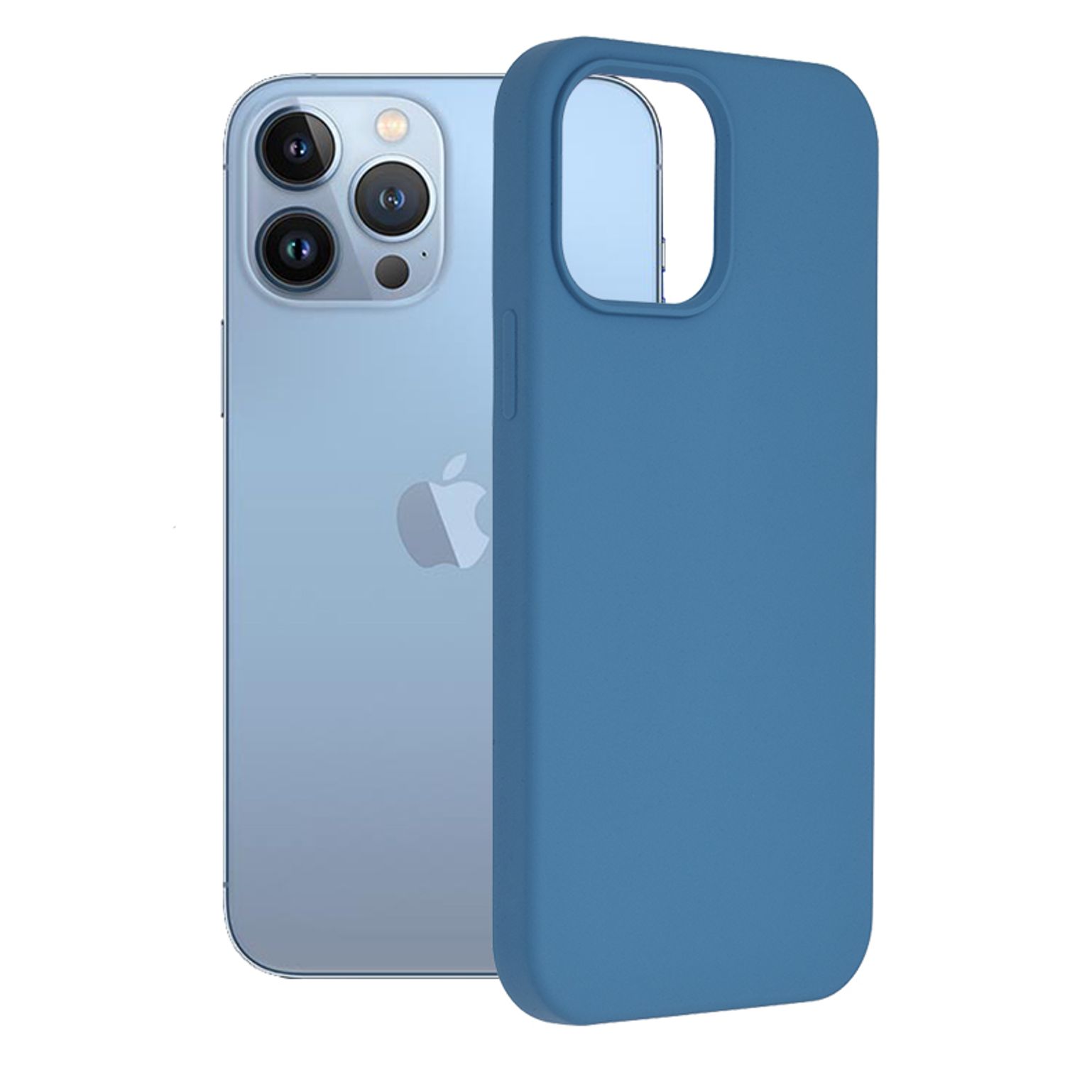 Husa din silicon compatibila cu iPhone 13 Pro Max, Albastru Denim fotografia produsului