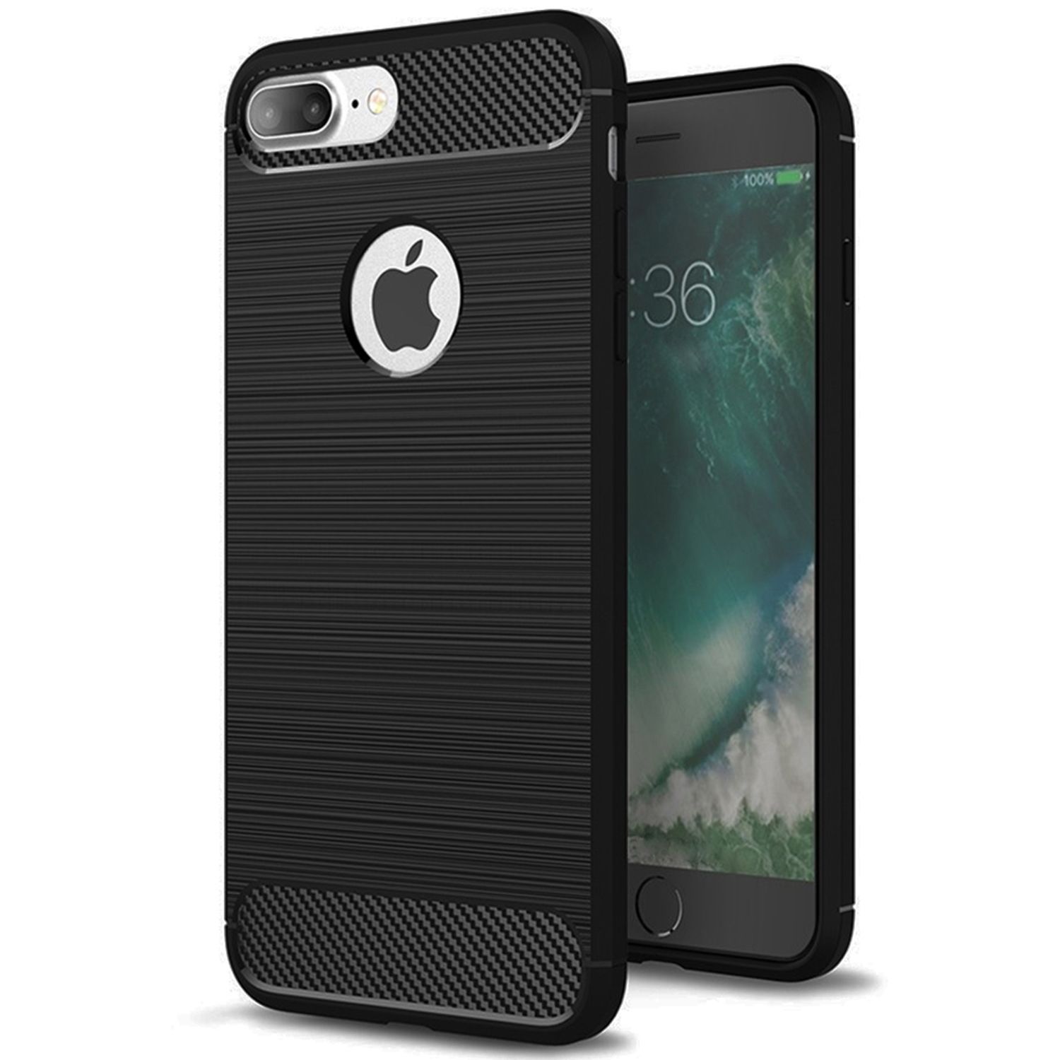Husa din silicon, Carbon Silicone pentru iPhone 7 Plus, Negru fotografia produsului
