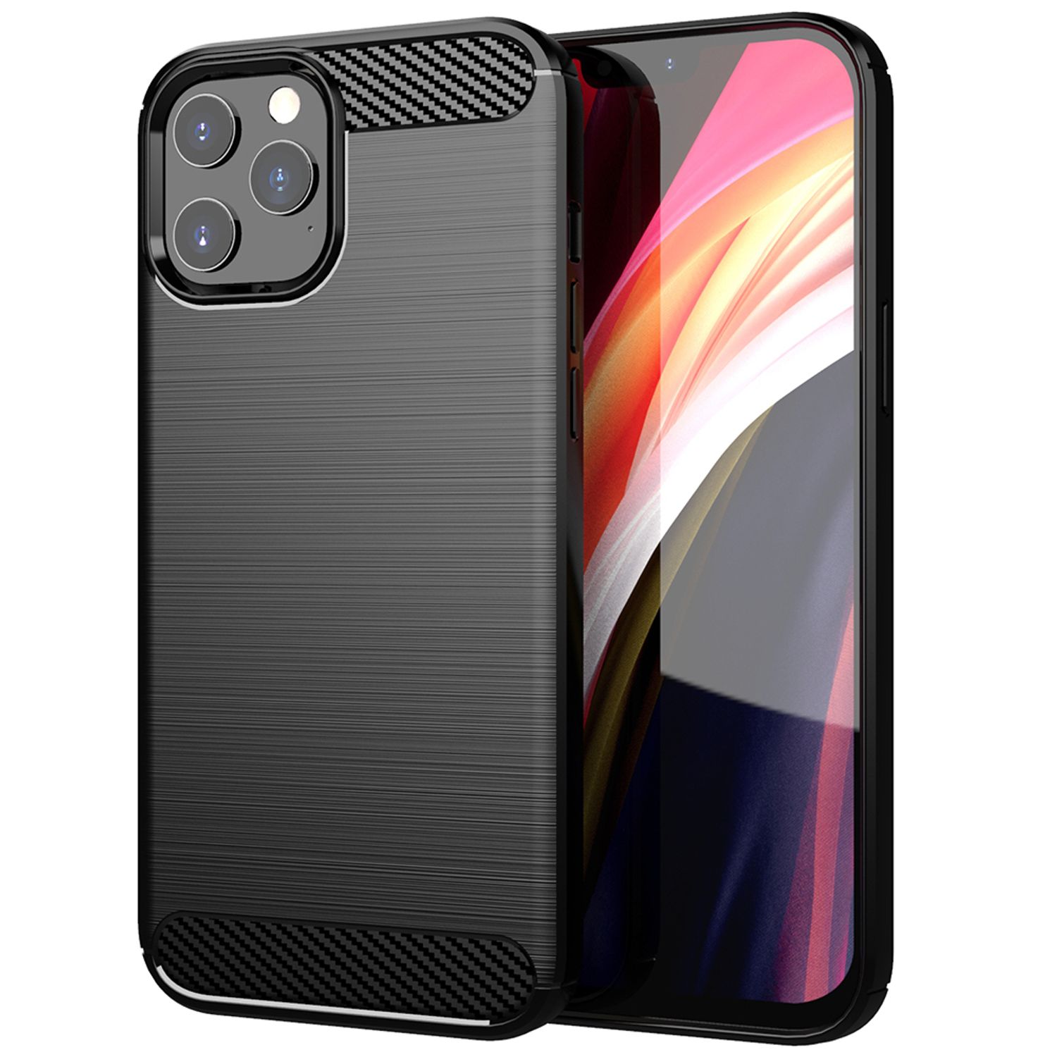 Husa din silicon cu inele compatibila cu iPhone 13 Pro, negru fotografia produsului