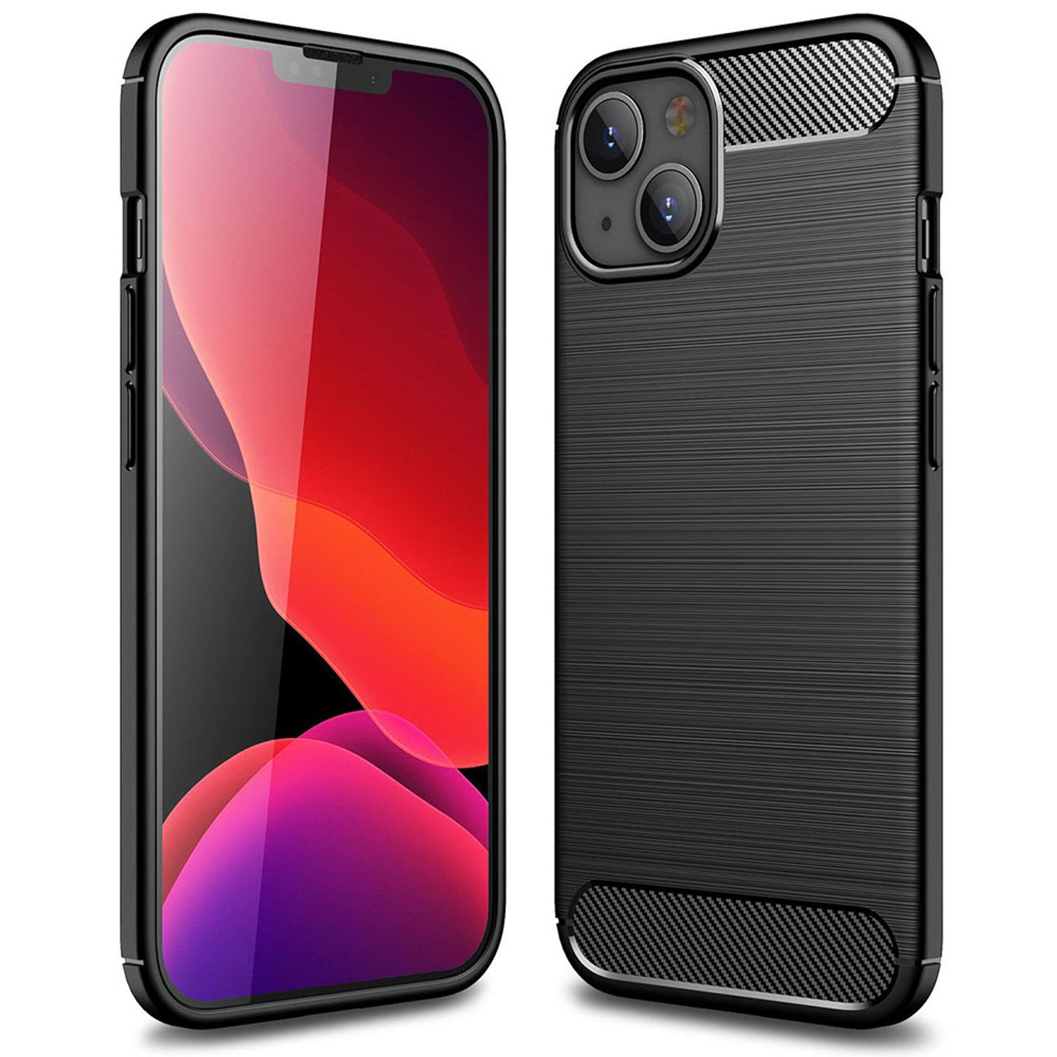 Husa din silicon cu inele compatibila cu iPhone 13, negru fotografia produsului