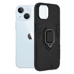 Husa premium din silicon cu inel compatibila cu iPhone 13, negru fotografia produsului