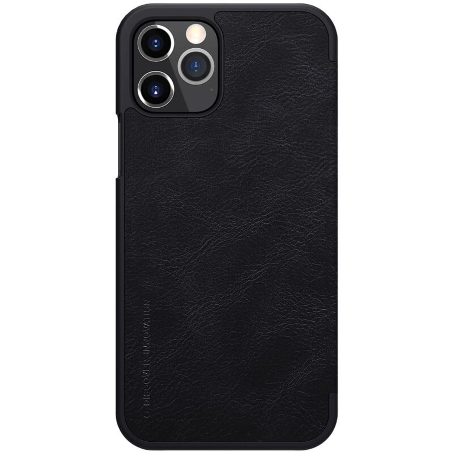 Husa premium compatibila cu iPhone 12   12 Pro, piele ecologica, Negru fotografia produsului