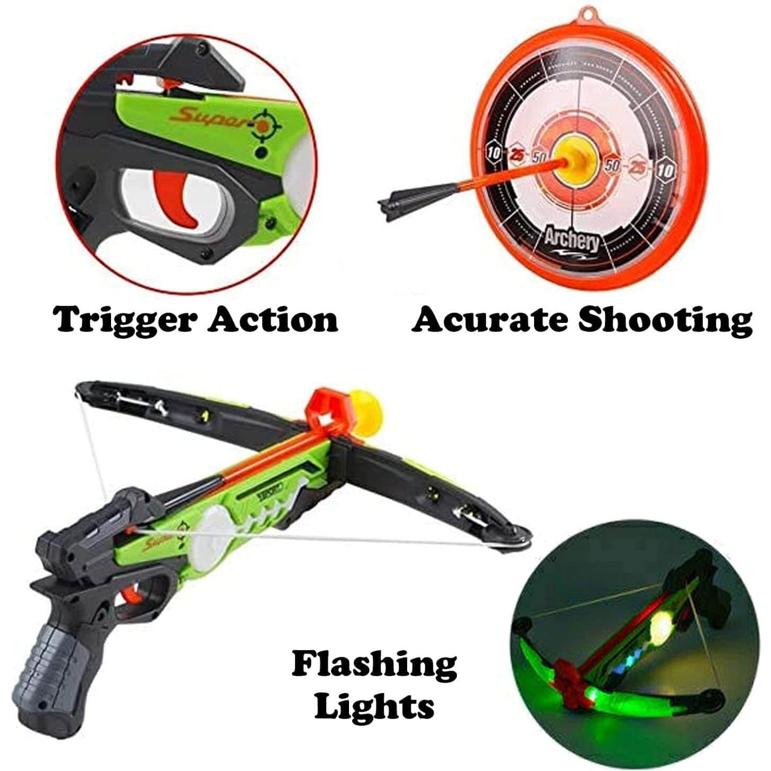 Arbaleta cu 7 moduri iluminare, sageti si tinta King Sport, 34x32x15 cm fotografia produsului View 3 L