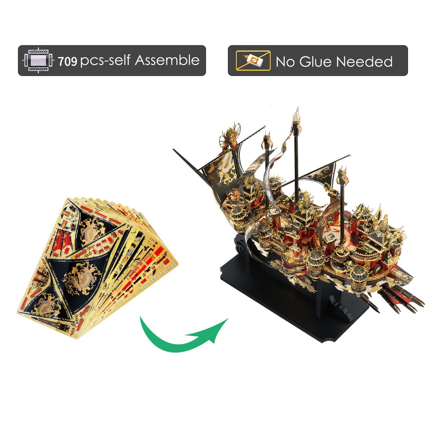 Puzzle 3D Piececool, Spargatorul de Vant, Metal, 709 piese fotografia produsului View 4 L