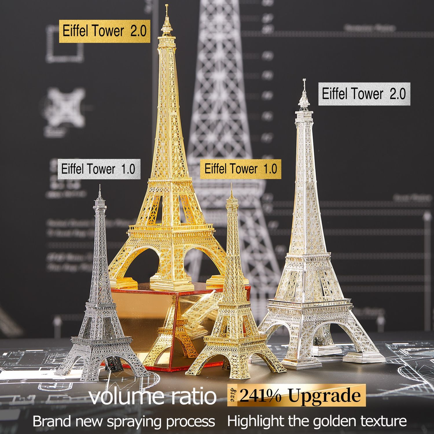 Puzzle 3D Piececool, Turnul Eiffel, Metal, 96 piese fotografia produsului View 5 L