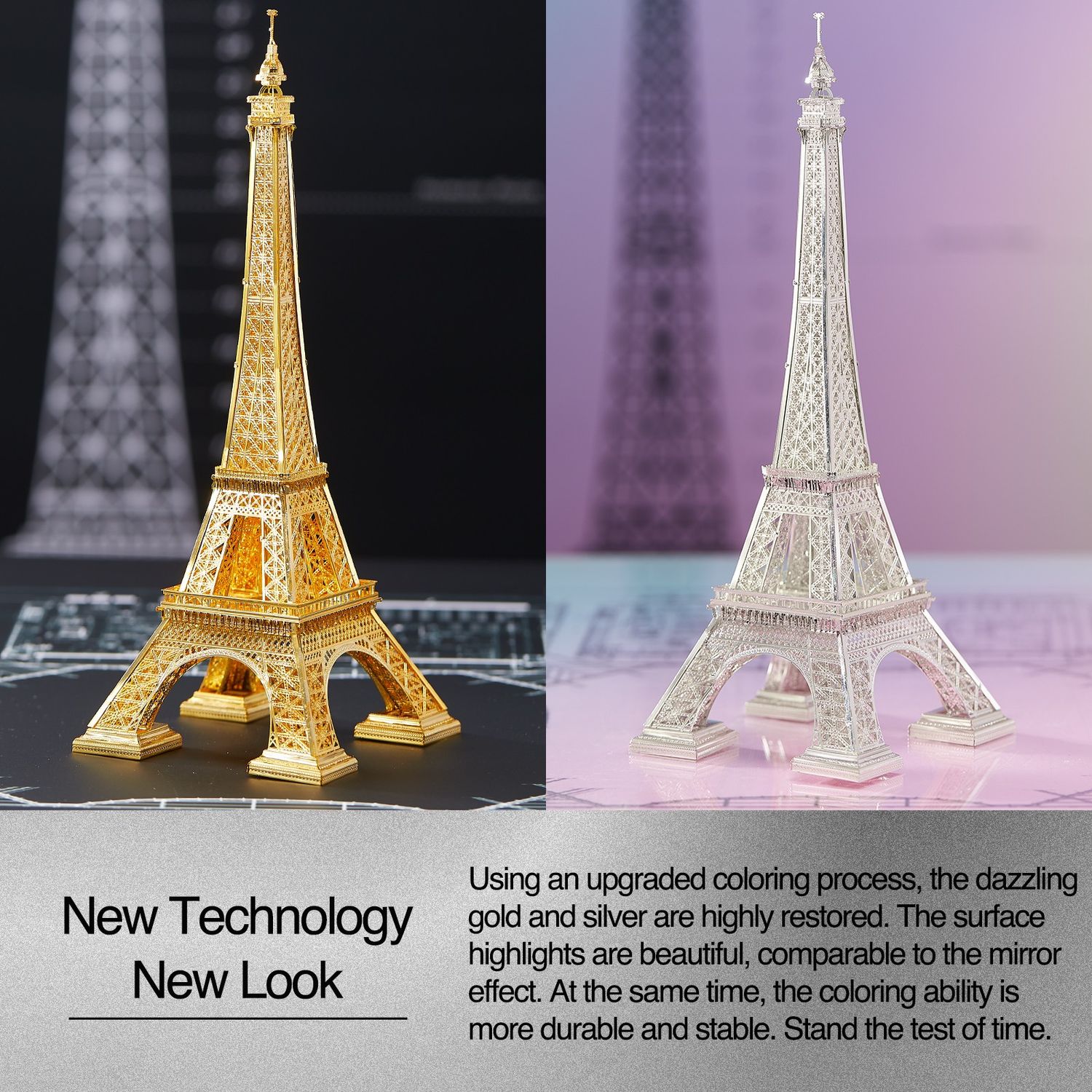 Puzzle 3D Piececool, Turnul Eiffel, Metal, 96 piese fotografia produsului View 6 L