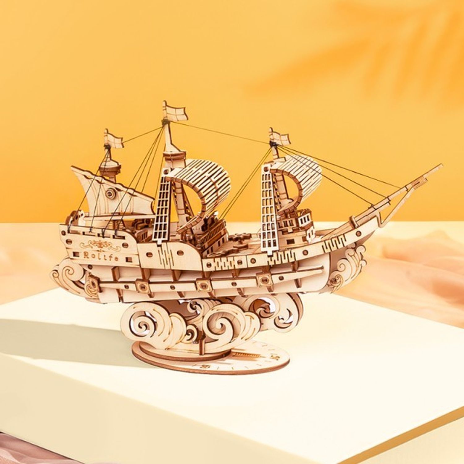 Puzzle 3D , Sailing Ship, Lemn, ROKR, 118 piese fotografia produsului View 2 L