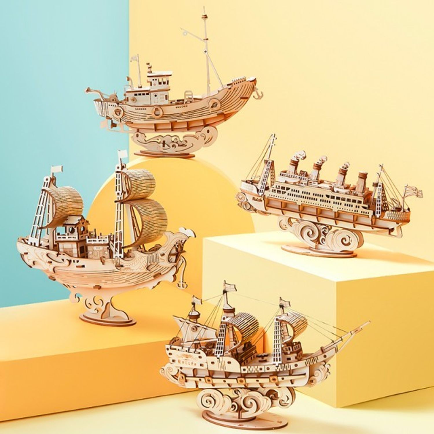 Puzzle 3D , Cruise Ship, Lemn, ROKR, 145 piese fotografia produsului View 2 L