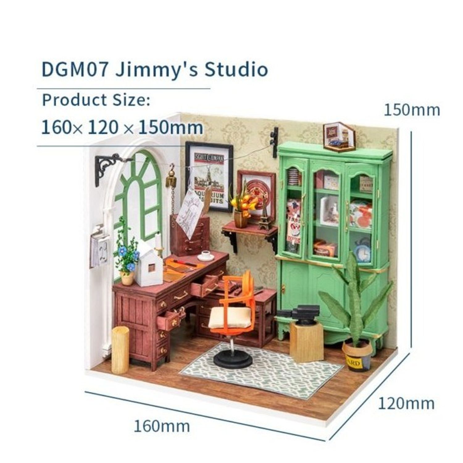 Puzzle 3D, Casuta DIY, Biroul lui Jimmy, Rolife, 77 piese fotografia produsului View 5 L
