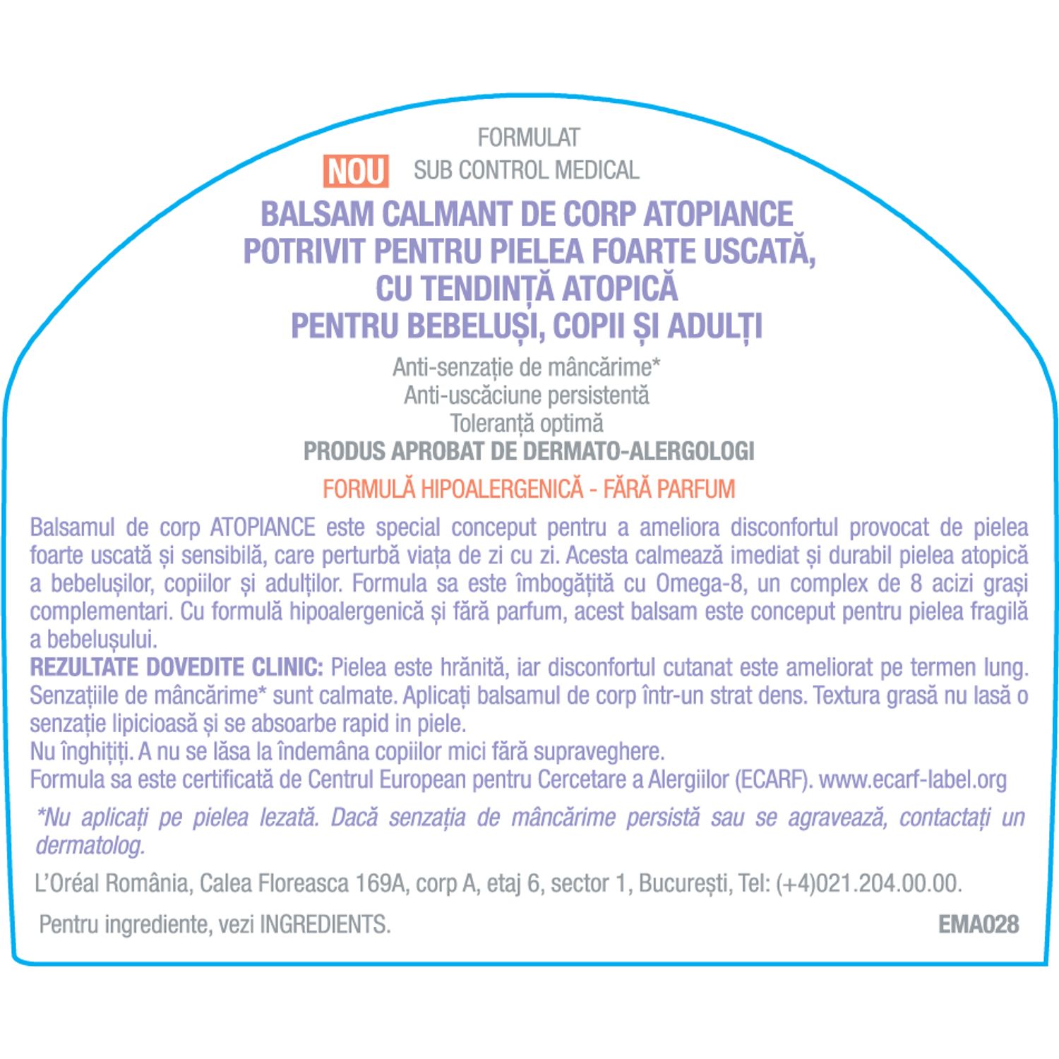 Balsam calmant de corp Mixa Atopiance pentru pielea foarte uscată, cu tendință atopica, 400 ml фото продукта View 3 L