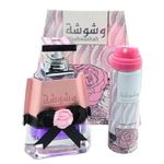 Set cadou Lattafa Washwashah (Apa de parfum 100 ml + Deodorant spray 50 ml), pentru femei фото продукта